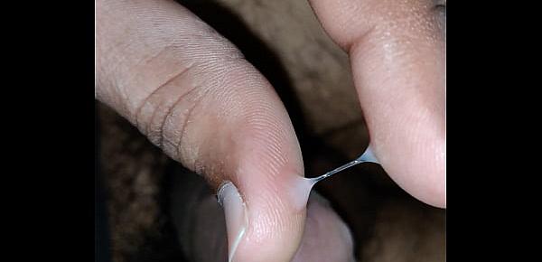  Playing with semen from desi dick